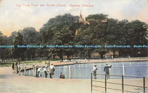 R567189 Cock Pond and Parish Church Clapham Common F C Morgan Ser 212 8 1906