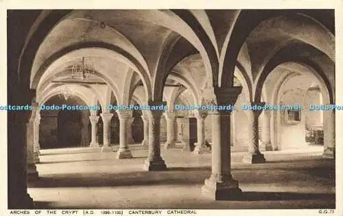 R569136 Arches of Crypt A D 1096 1100 Canterbury Cathedral G G 73 Walter Scott