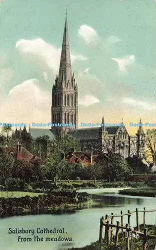 R565736 Kathedrale von Salisbury aus Wiesen D F Defco Serie Delittle Fenwick 1906