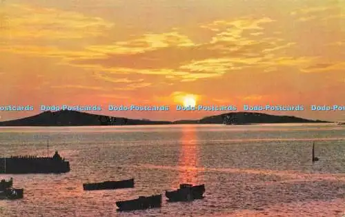 R569252 Sunset over Samson Scilly Natural Colour Series F E Gibson