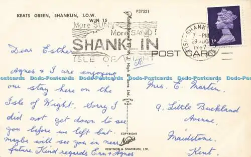 R570912 Keats Green Shanklin I O W WJN 15 Plastichrome Nigh 1967