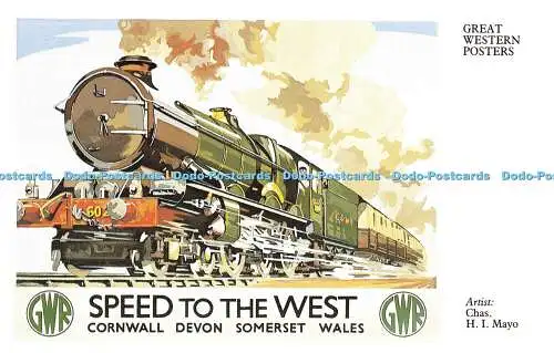 R569364 Great Western Poster Chas H I Mayo Speed to the West Cornwall Devon Som