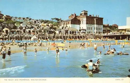 R571014 Beach and Promenade Walton on Naze KWAL 105 Cotman Color Jarrold 1960