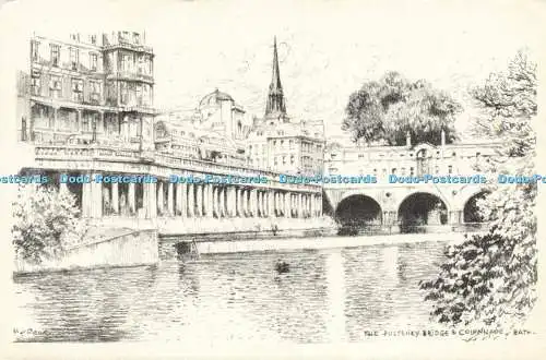 R567560 W J Cock Pulteney Bridge and Colonnade Bath Salmon