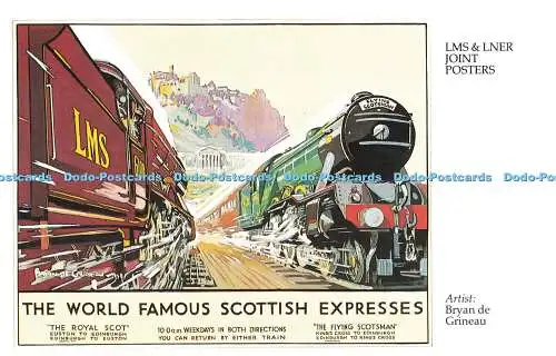 R569407 LMS und LNER gemeinsame Poster weltberühmte schottische Expresses Bryan de Grin