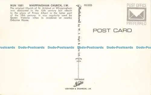 R571117 WJN 1081 Whippingham Church I W Plastichrome Nigh