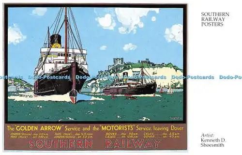R569542 Southern Railway Poster Golden Arrow Service and Autoists Service leav