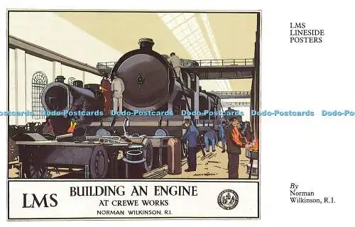 R569558 LMS Lineside Poster Bau eines Motors in Crewe Works Norman Wilkinson