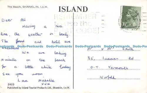 R573251 Beach Shanklin I o W Island Tourist Products 1974