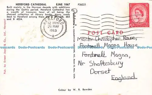 R571302 Hereford Cathedral EJNE 1067 Ernest Joyce W R Bawden Plastichrome Farbe