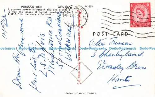 R573353 Porlock Weir Plastichrome Colourpicture Publishers A J Howard