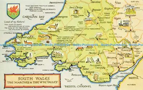 R571433 South Wales Marches and Wye Valley M F Peck Map Salmon