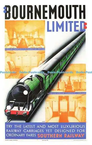 R569925 Bournemouth Limited Southern Railway 1938 Poster No D315 Dalkeiths Cards