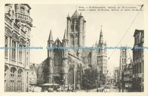 R568424 Gand Eglise St Nicolas Beffroi et eglise St Bavon Ramsa