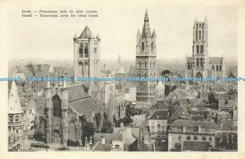 R568427 Gent Panorama met de drie torens Gand Panorama avec les trois tours Rams