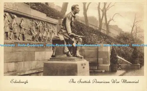 R568447 Edinburgh Scottish American War Memorial Velvette Gravure Postkarte Valen