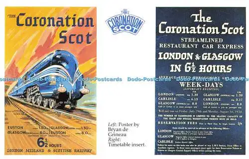 R571978 Coronation Scot Poster by Bryan de Grineau Timetable insert LMS Dalkeith