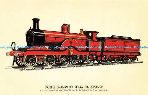 R572050 Midland Railway 4 2 2 Lokomotive und Tender Nr 21 S W Johnson Railed Tra