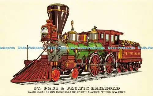 R572073 St Paul and Pacific Railroad Ballon Stack 4 4 0 Kohlebrenner 1861 Smith a