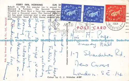 R574288 Ferry Inn Horning Ernest Joyce C J Nicholas Plastichrome Farbbild P
