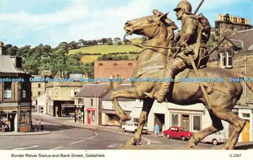 R570858 Border Reiver Statue and Bank Street Galashiels G 2307 Dennis