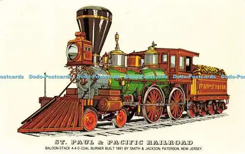 R574427 St Paul and Pacific Railroad Ballon Stack 4 4 0 Kohlebrenner 1861 Smith a