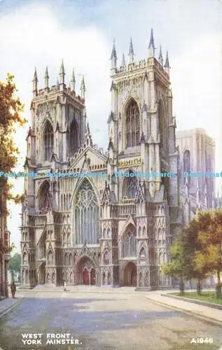 R574501 West Front York Minster A1946 Art Colour Valentines B F C Parr