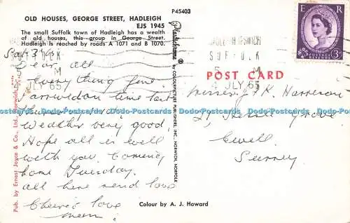 R572676 Old Houses George Street Hadleigh Ernest Joyce A J Howard Plastichrome C