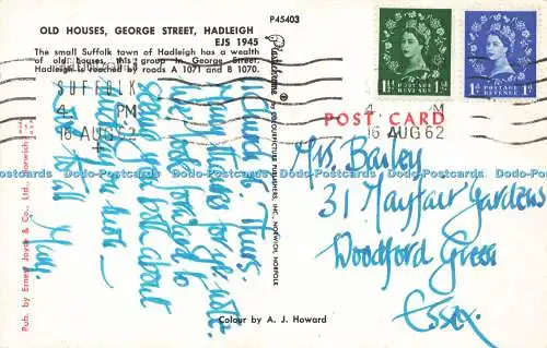 R572682 Old Houses George Street Hadleigh Ernest Joyce A J Howard Plastichrome C