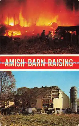 R574692 Amish Barn Raising Marshall Dussinger Lusterchrome Tichnor Bros 1965 Mul