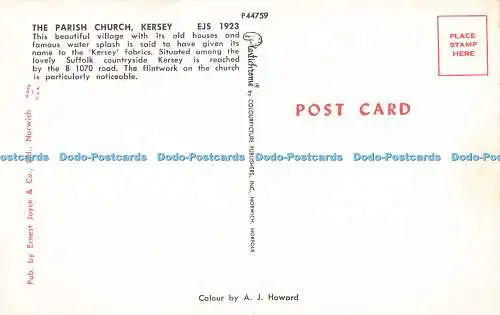 R572730 Parish Church Kersey EJS 1923 Ernest Joyce A J Howard Plastichrome Colou