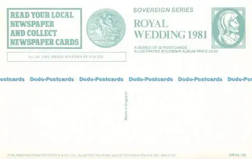 R575003 Nr. 20 Braut betritt St Pauls Sovereign Serie Royal Wedding 1981 Prescott