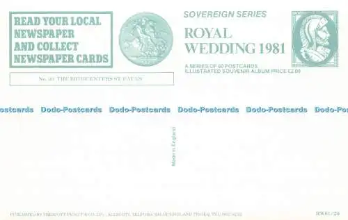 R575042 Nr. 20 Braut betritt St Pauls Sovereign Serie Royal Wedding 1981 Prescott