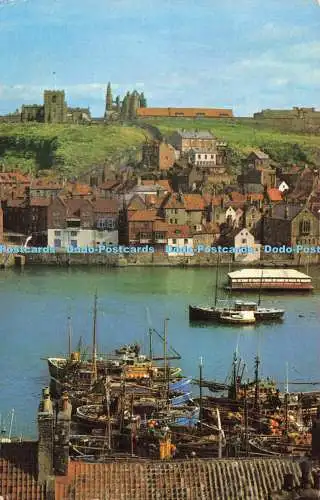 R575365 Harbour and Abbey Whitby 1968