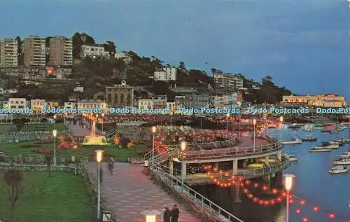 R575808 Torquay Promenade bei Nacht Devon Litho Kanada N P O Belfast