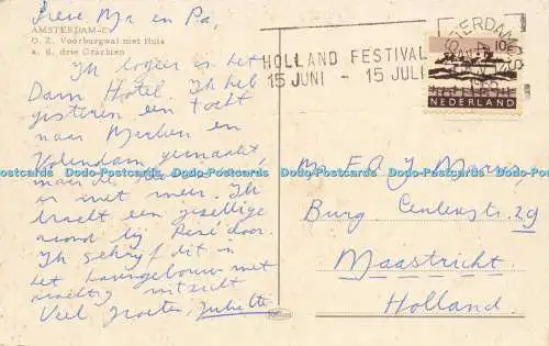 R575936 Amsterdam C O Z Voorburgwal met Huis and drive Grachten Krüger 1955