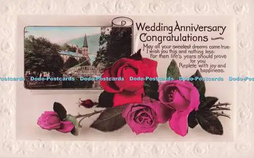 R732983 Hochzeitstag Glückwunsch Rosen Echt Foto Postkarte