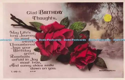 R732995 Glad Birthday Thoughts Rose Moon Rotary Photo London