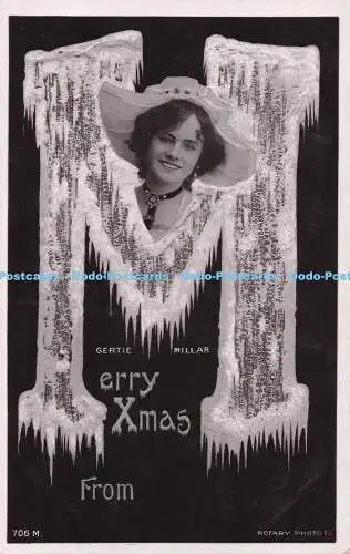 R733021 Gertie Millar Merry Xmas Rotary Photographic Series PM Rochdale 1905