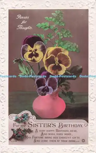 R733055 Für Meine Schwester Geburtstag Blumen Drehfoto Rajar Bromid Karte RP