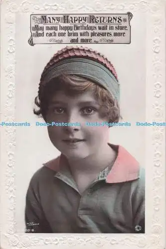 R733102 Many Happy Returns Girl Rotary Photographic Series RP PM Todmorden 1919