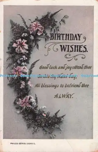 R733448 Geburtstagswünsche Blumen The Philco Publishing London Serie 2098 um 1908
