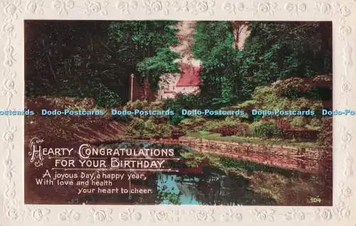 R733517 Herzliche Glückwünsche zum Geburtstag Teich RP PM Oldham Lancs 1928