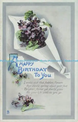 R733588 Happy Birthday to You Blumen Tuck Gem Glosso Geburtstag Postkarte Nr 1317