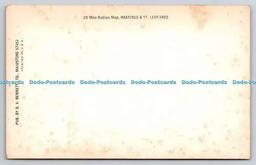 R734023 Hastings and St Leonards 20 Meilen Radius Karte D V Bennett Maidstone