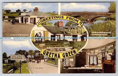 R734152 Grüße von Gretna Green mit Blick auf die Sark Bridge M und L National Seri