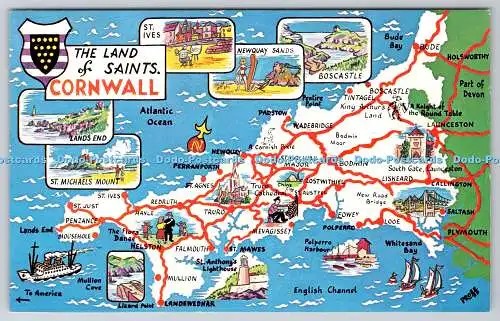 R734304 Das Land der Heiligen Cornwall Landschaftskarte von Cornwall Plastichrome von Colou