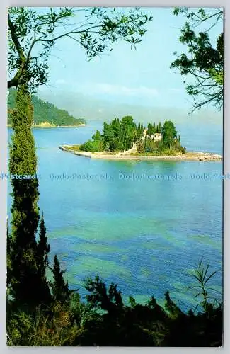 R735260 Insel Corfou Pontikonisi mit ihrer kleinen byzantinischen Kapelle Olympic Airways