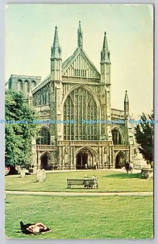 R735360 Winchester Cathedral West Front Valentine Valchrome 1959