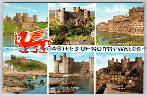 R736208 Castles of North Wales Harlech J Salmon Sevenoaks PM Caernarvon 1971 Mul